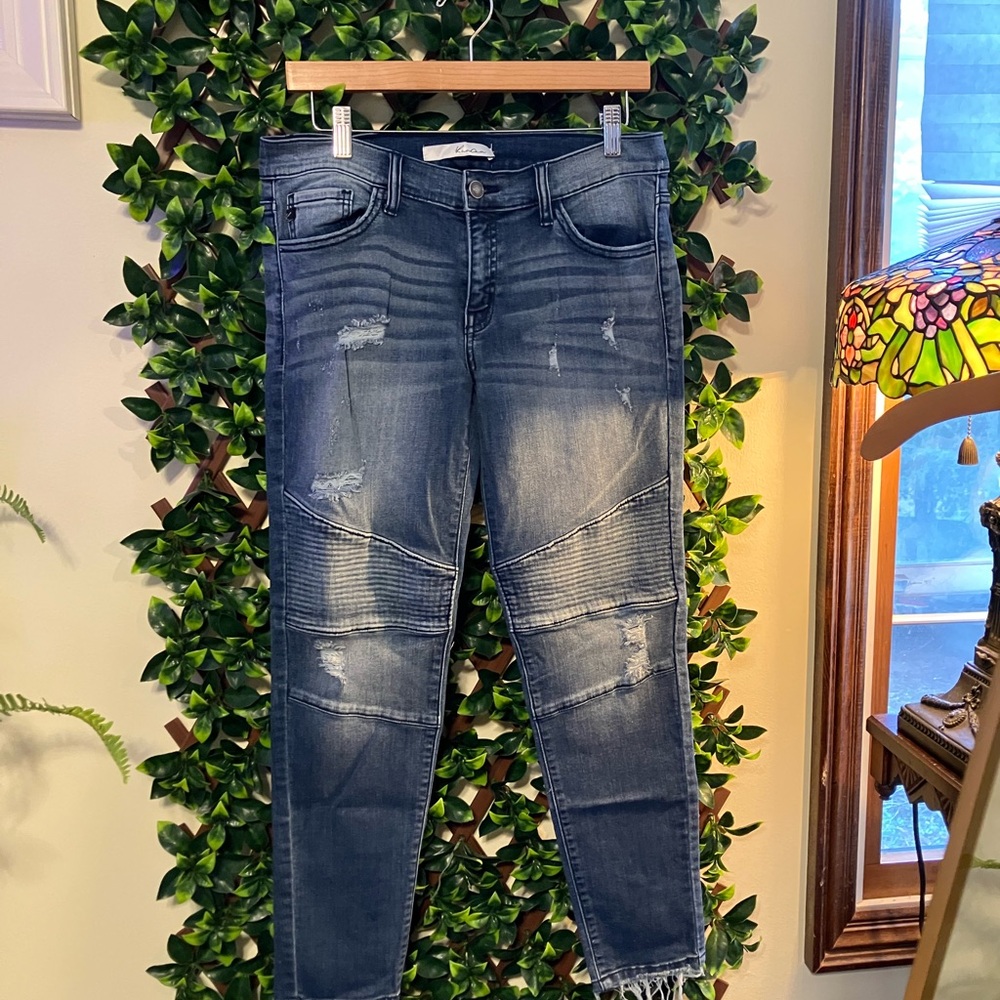 Kancan Dark Blue Distressed Skinny Jeans